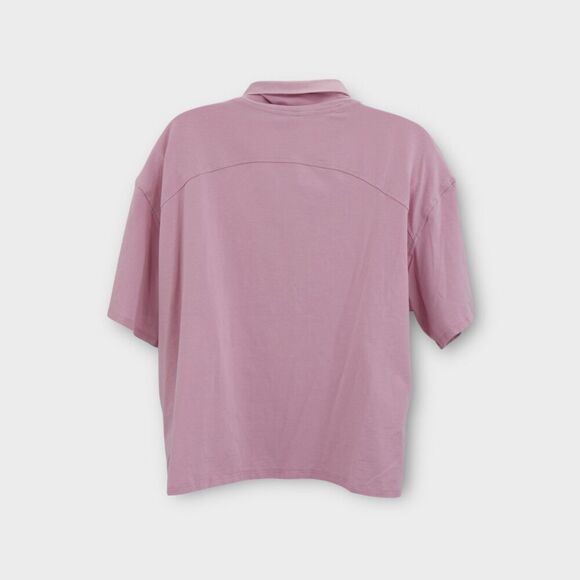 Lululemon Relaxed Fit Cotton Blend Turtleneck Tee Short Sleeve Sz 10 Pink Peony - Picture 2 of 8